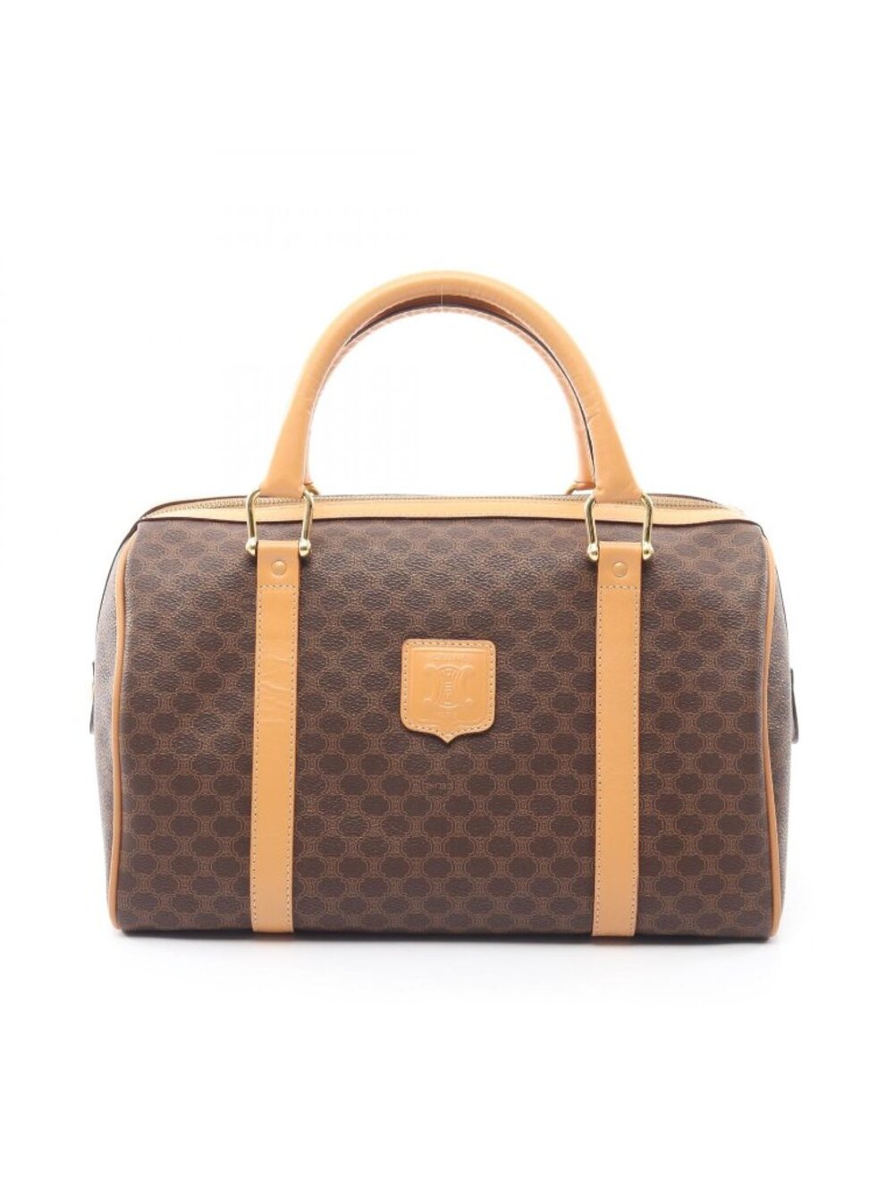 Celine Macadam Camel Dark Brown Leather Mini Boston Bag